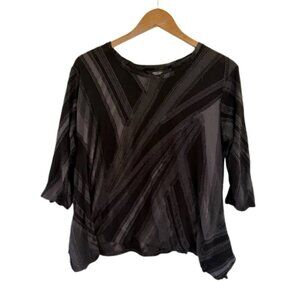 Simply Vera Vera Wang Sheer Abstract Blouse Black Gray Size L